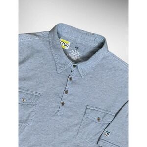 Kuhl Polo Shirt Mens‎ 2XL Short Sleeve Blue Stripe Cotton Blend Pockets